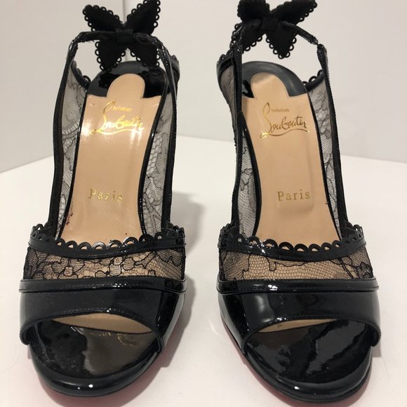 Christian Louboutin Black Lace And Patent Leather - Picture 6 of 6